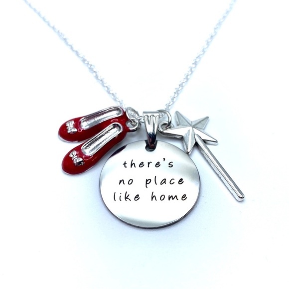 There’s No Place Like Home Necklace Wizard Of Oz Ruby Slippers - Picture 3 of 4